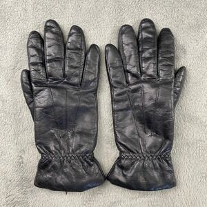 Fownes‎ Womens Black Genuine Leather Thinsulate Insulated Gloves Size 7 Elastic